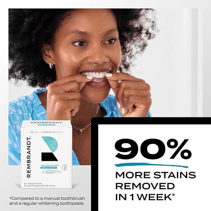 Rembrandt Teeth Whitening Strips, Deeply White, Enamel-Safe, 40 Whitening Strips (20 Treatments) - Image 5