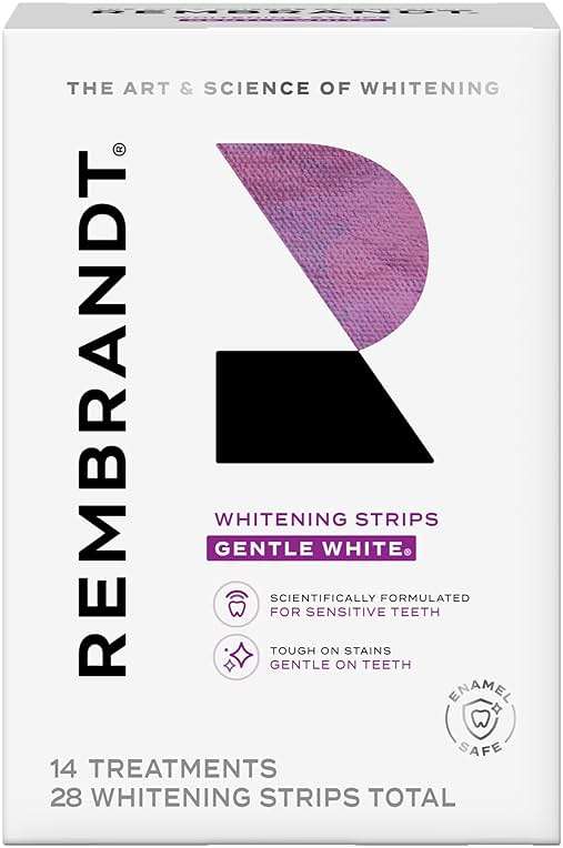 Rembrandt Teeth Whitening Strips, Gentle White, Sensitive Teeth Whitening, Gently Remove Tough Stains, Enamel-Safe, 28 Whitening Strips (14 Treatments) - Image 1