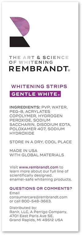 Rembrandt Teeth Whitening Strips, Gentle White, Sensitive Teeth Whitening, Gently Remove Tough Stains, Enamel-Safe, 28 Whitening Strips (14 Treatments) - Image 2