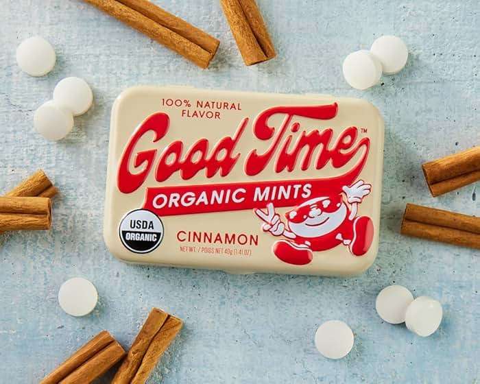 Good Time Organic Mints - Cinnamon | Organic Cane Sugar, Natural Flavors, No Artificial Colors or Sweeteners | Kosher Certified, Vegan, Gluten Free | Aspartame & Xylitol Free | 40 Count Tin (Pack of 6) - Image 4
