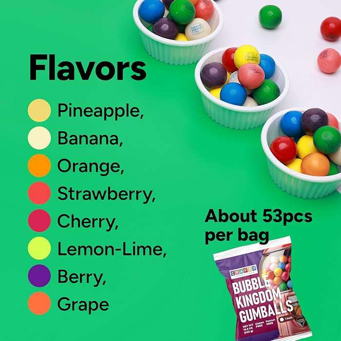 Chewing Gum for Kids - 1 Inch Large Gumballs - 50 Pcs Gum Balls - Assorted Flavors Double Bubble Chewing Gum -for Kids - Image 3