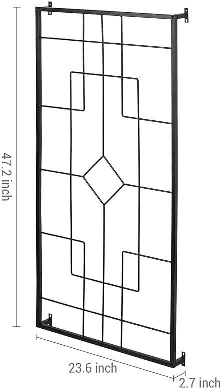 MyGift 3.9 ft Wall Mounted Garden Trellis, Metal Vintage Art Deco Lattice Hanging Support Frame for Climbing Plants and Crawling Vines, Horizontal Wall Hanging Planter Support - Image 3