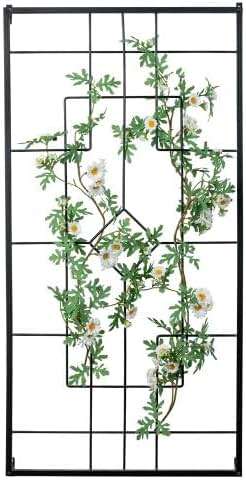 MyGift 3.9 ft Wall Mounted Garden Trellis, Metal Vintage Art Deco Lattice Hanging Support Frame for Climbing Plants and Crawling Vines, Horizontal Wall Hanging Planter Support - Image 5