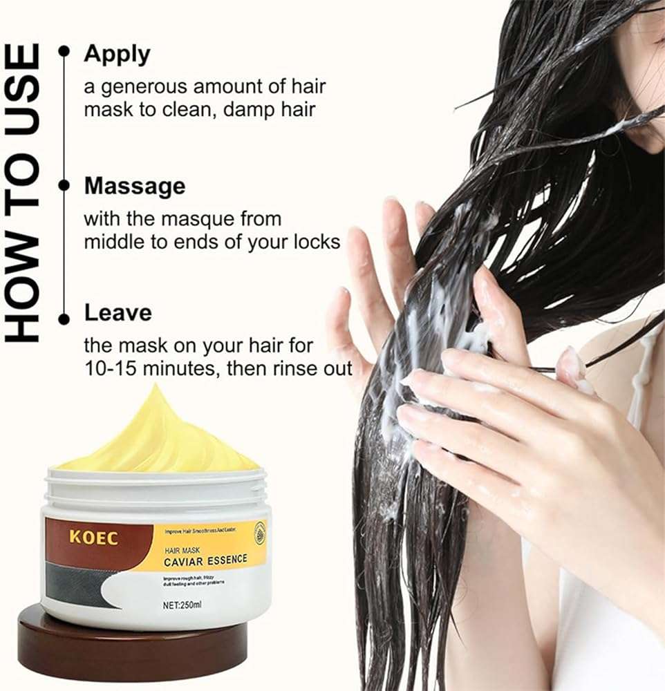 Collagen Hair Mask,Caviar Hair Treatment Mask For Damaged Hair Treatment,Deep Repair Conditioning Hair Repair Cream Hydrating Essence for Dry Frizzy Hair All Hair Types - Image 3