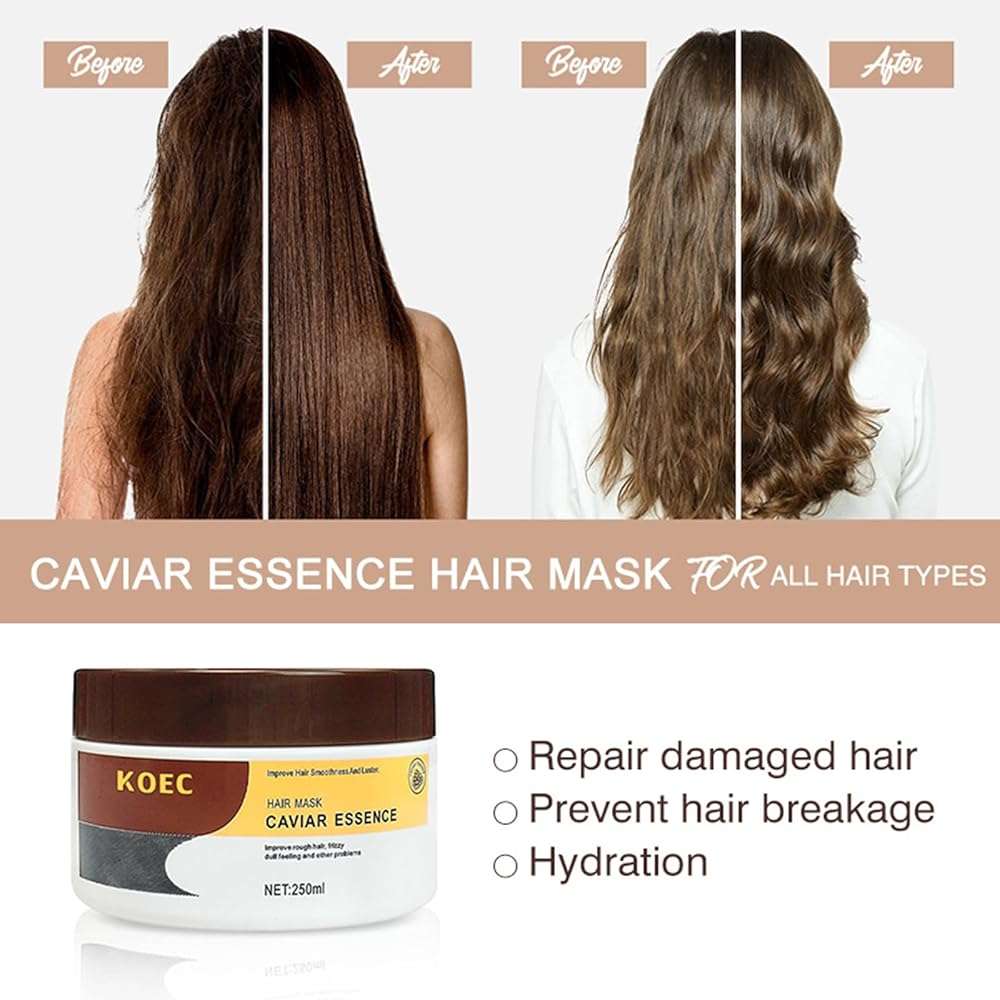 Collagen Hair Mask,Caviar Hair Treatment Mask For Damaged Hair Treatment,Deep Repair Conditioning Hair Repair Cream Hydrating Essence for Dry Frizzy Hair All Hair Types - Image 4