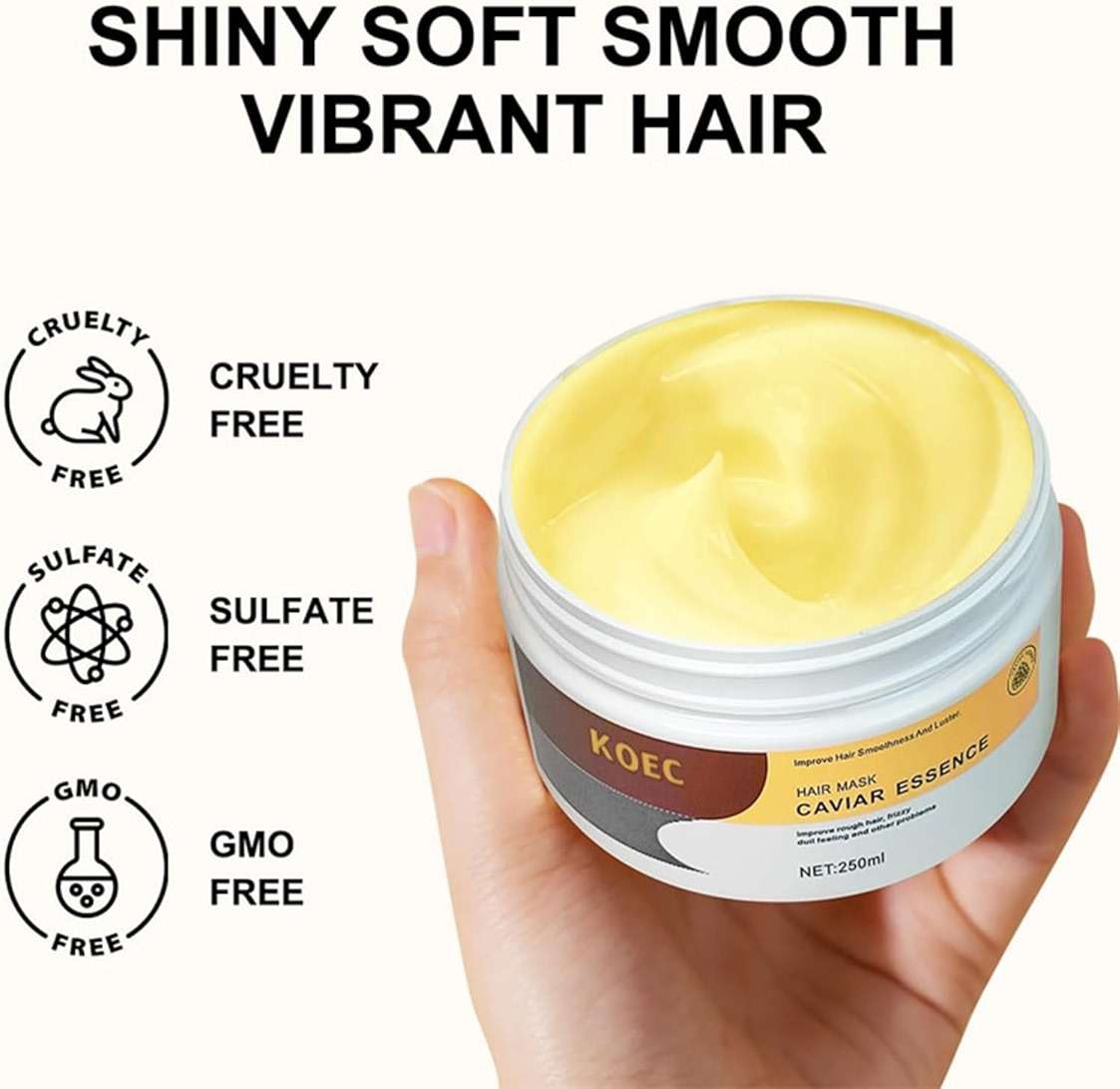 Collagen Hair Mask,Caviar Hair Treatment Mask For Damaged Hair Treatment,Deep Repair Conditioning Hair Repair Cream Hydrating Essence for Dry Frizzy Hair All Hair Types - Image 5