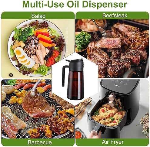 LAKUMIQI 2-in-1 Olive Oil Sprayer for Air Fryer – 16oz Glass Oil Dispenser & Cooking Oil Mister – Spray & Pour Bottle, Non-Aerosol, Leak-Resistant, for Salad, BBQ, Kitchen - Image 6