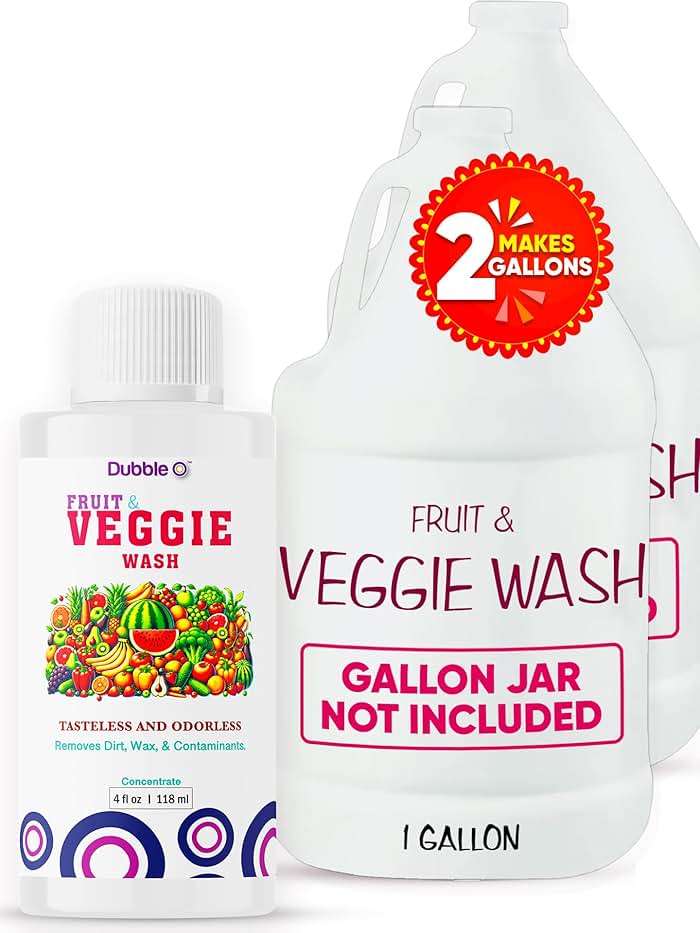 Dubble O Fruit and Veggie Wash Concentrate - 4 fl. oz. ⦾ Makes 2 Full Gallons of Produce Wash When Diluted ⦾ Cleans Wax, Dirt, and Contaminants ⦾ Tasteless and Odorless - Image 1