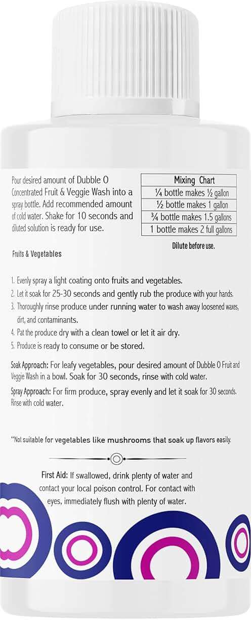 Dubble O Fruit and Veggie Wash Concentrate - 4 fl. oz. ⦾ Makes 2 Full Gallons of Produce Wash When Diluted ⦾ Cleans Wax, Dirt, and Contaminants ⦾ Tasteless and Odorless - Image 3