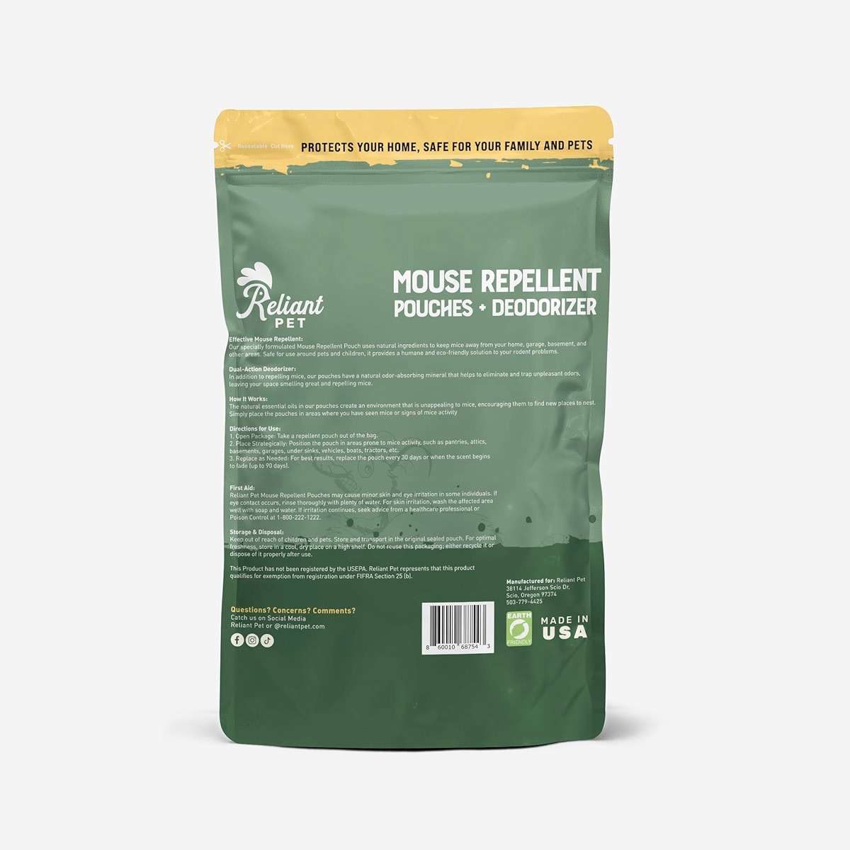 Reliant Pet Mouse Repellent Pouches - Rodent Repellent Made in USA (12 Pouches) - Keep Rodents Out of Cars Engines - Mice Repellent Indoor and Outdoor - Mouse Deterrents that Work with Peppermint Oil - Image 7