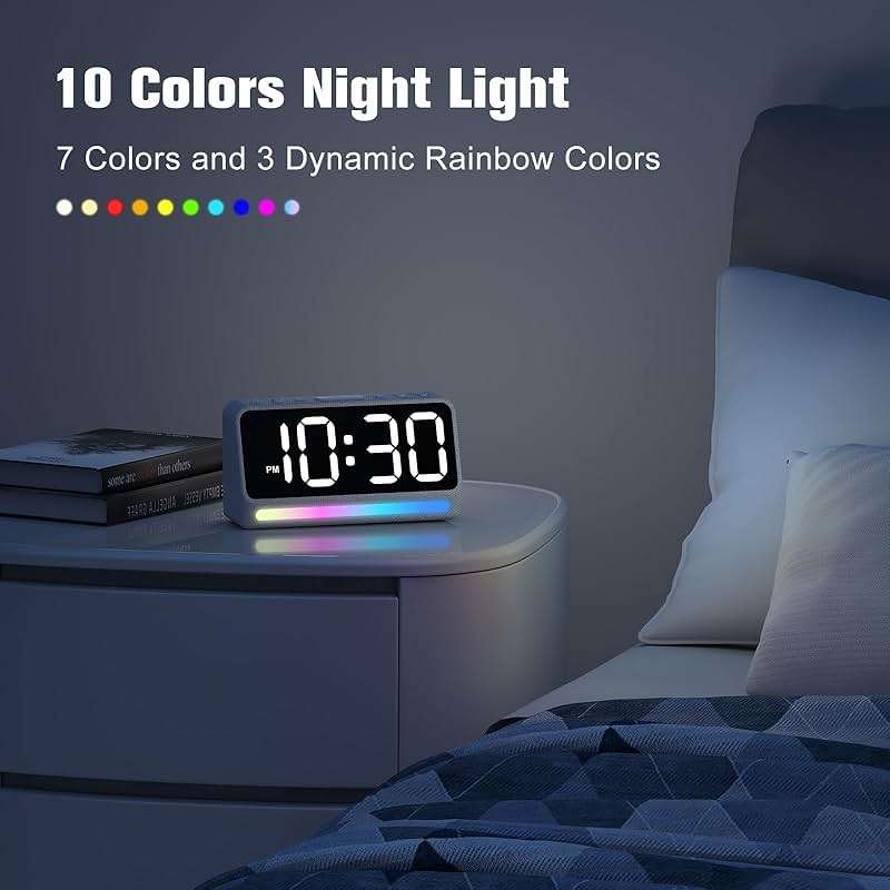REACHER Extra Loud Alarm Clock for Heavy Sleepers Adults, 5 Extremely Loud Wake Up Sounds, Kids Alarm Clock for Teens, Boys, Bedrooms, LED Digital Display, 7 Color Night Light, Dimmer, Bedside - Image 5