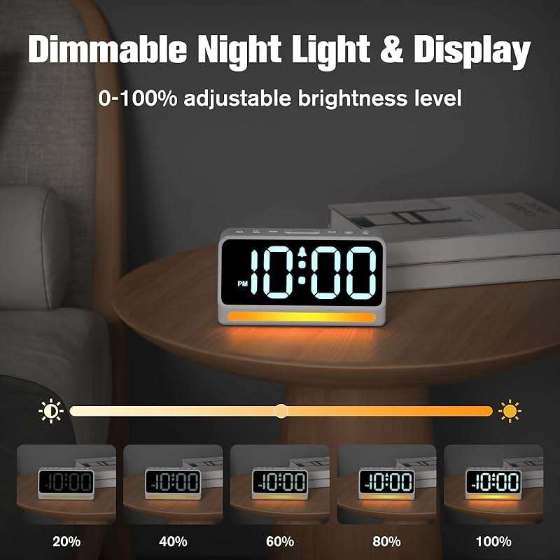 REACHER Extra Loud Alarm Clock for Heavy Sleepers Adults, 5 Extremely Loud Wake Up Sounds, Kids Alarm Clock for Teens, Boys, Bedrooms, LED Digital Display, 7 Color Night Light, Dimmer, Bedside - Image 6