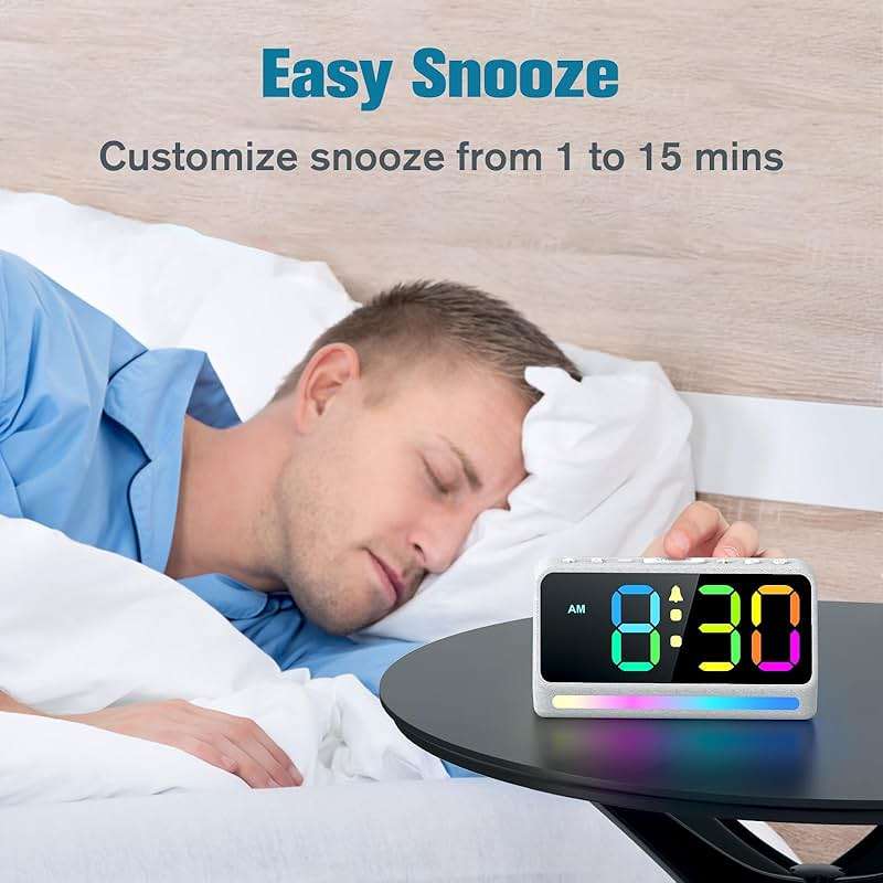 REACHER Extra Loud Alarm Clock for Heavy Sleepers Adults, 5 Extremely Loud Wake Up Sounds, Kids Alarm Clock for Teens, Boys, Bedrooms, LED Digital Display, 7 Color Night Light, Dimmer, Bedside - Image 7