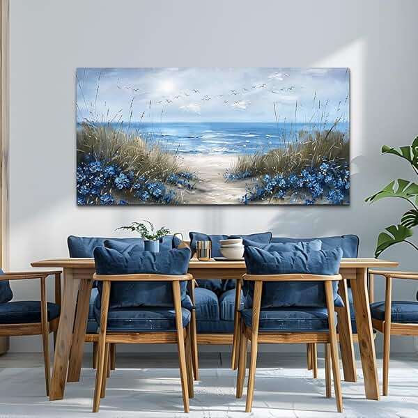 KELIYUAN Large Wall Art For Living Room Canvas Wall Decor For Office Bedroom Decoration Blue Ocean Wall Painting Sea Wave Pictures Printing Artwork Modern Beach Posters Aesthetic Home Decor 24"x48" - Image 4