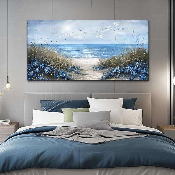 KELIYUAN Large Wall Art For Living Room Canvas Wall Decor For Office Bedroom Decoration Blue Ocean Wall Painting Sea Wave Pictures Printing Artwork Modern Beach Posters Aesthetic Home Decor 24"x48" - Image 7