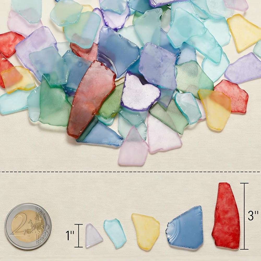 ZAVOOS Sea Glass for Crafts, 32 Oz Crushed Glass Vase Filler Bulk, Mix Rainbow Color Tumbled Seaglass Pieces Flat Frosted Dyed Color Stone for Aquarium Decor DIY Art Craft Supplies - Image 3