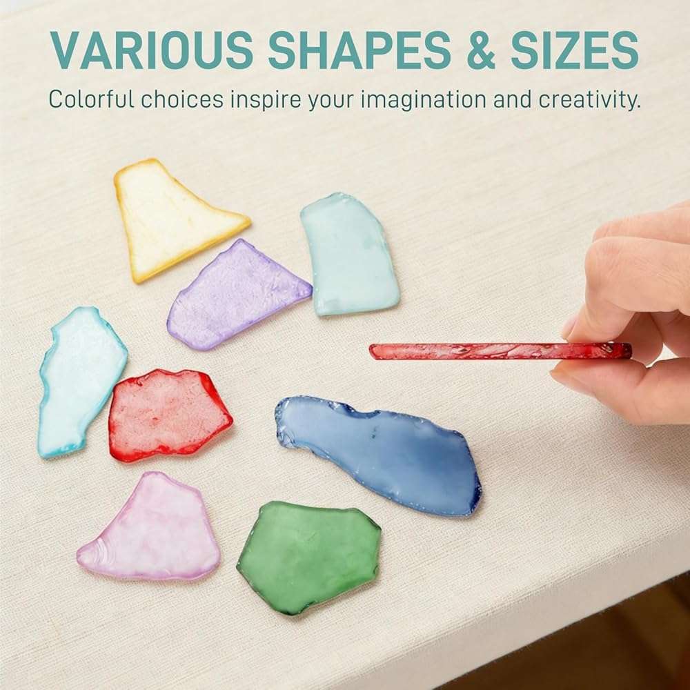 ZAVOOS Sea Glass for Crafts, 32 Oz Crushed Glass Vase Filler Bulk, Mix Rainbow Color Tumbled Seaglass Pieces Flat Frosted Dyed Color Stone for Aquarium Decor DIY Art Craft Supplies - Image 4