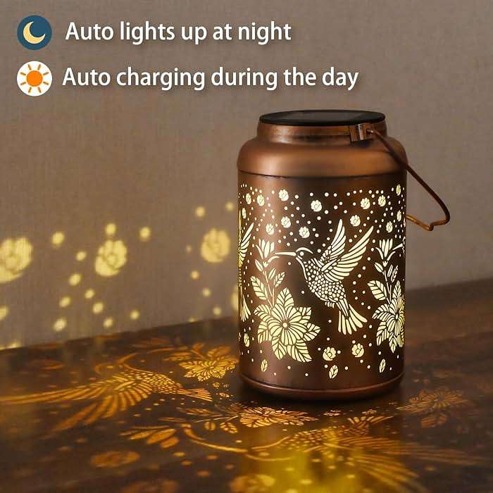 Birthday Day Gifts for Women, Garden Decor Hummingbird Solar Lanterns Outdoor Waterproof, Mothers Day Gifts for Mom Grandma, Hanging Solar Lights Outside Gardening Gifts - Image 3