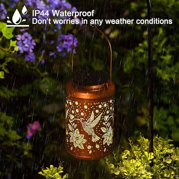 Birthday Day Gifts for Women, Garden Decor Hummingbird Solar Lanterns Outdoor Waterproof, Mothers Day Gifts for Mom Grandma, Hanging Solar Lights Outside Gardening Gifts - Image 5