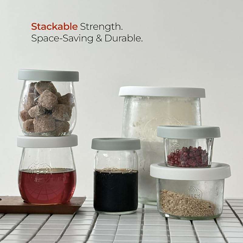 Silicone Lids for WECK Jars, 6 Pack (White, M (=80mm)) - Image 2