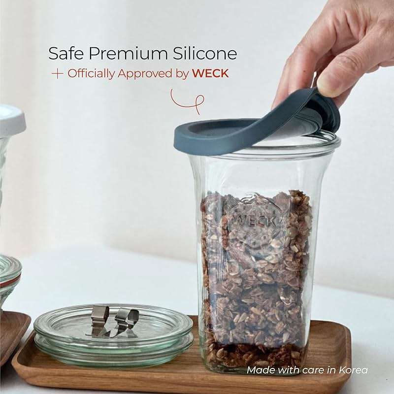 Silicone Lids for WECK Jars, 6 Pack (White, M (=80mm)) - Image 4
