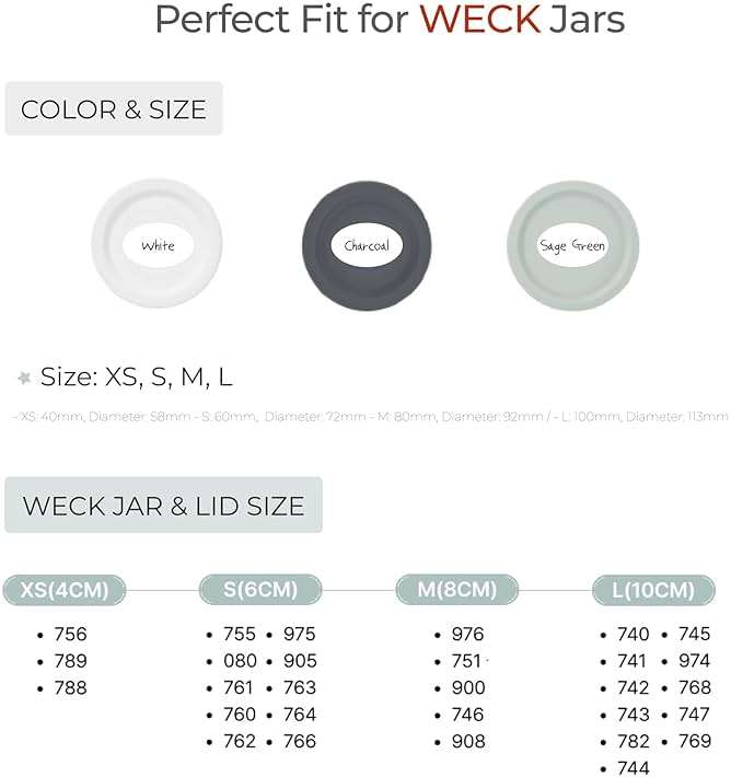 Silicone Lids for WECK Jars, 6 Pack (White, M (=80mm)) - Image 6
