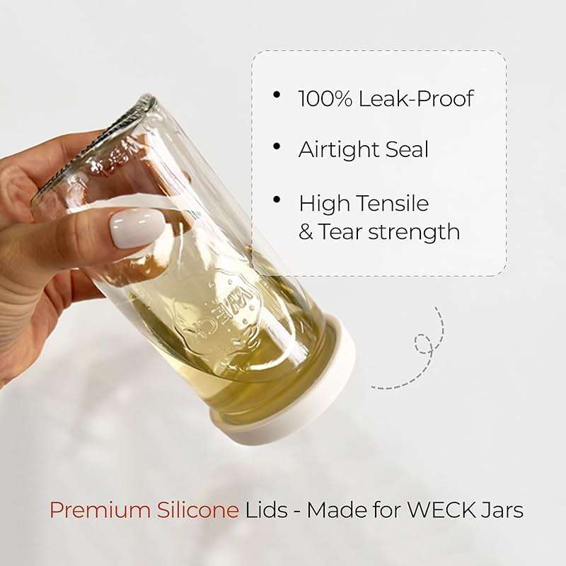 Silicone Lids for WECK Jars, 6 Pack (White, M (=80mm)) - Image 7