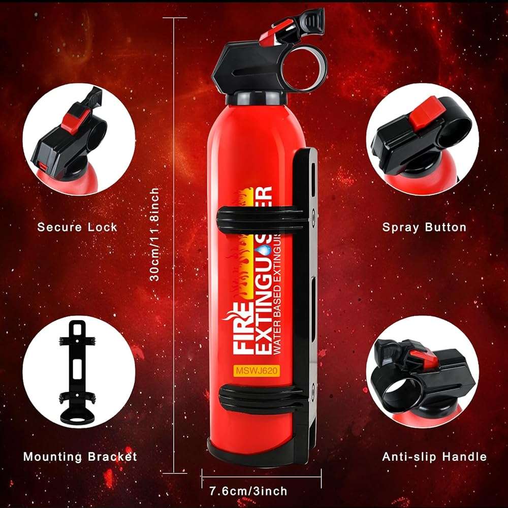 Fire Extinguisher for Home with Wall Mount - 2 Pack Upgraded 8-in-1 Portable Fire Extinguisher for Car Vehicle Boat House Kitchen, Water-Based Fire Extinguisher for A, B, C, K Fire - Image 2