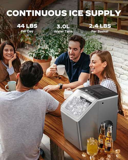 Silonn Ice Makers Countertop, 44lbs Per Day, 2 Ways to Add Water, Auto Self-Cleaning, Stainless Steel Ice Machine for Home Office Bar Party - Image 3