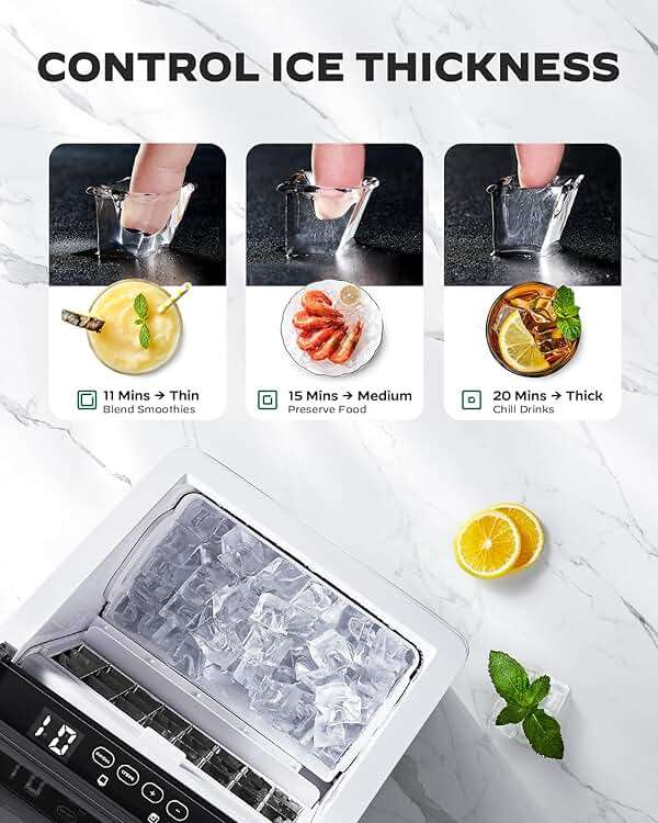 Silonn Ice Makers Countertop, 44lbs Per Day, 2 Ways to Add Water, Auto Self-Cleaning, Stainless Steel Ice Machine for Home Office Bar Party - Image 6