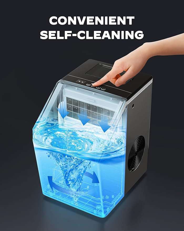 Silonn Ice Makers Countertop, 44lbs Per Day, 2 Ways to Add Water, Auto Self-Cleaning, Stainless Steel Ice Machine for Home Office Bar Party - Image 7