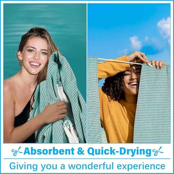Oversized Turkish Beach Towel Blanket XXL Cotton Sandproof Towels Boho Woven Extra Large Big Sand Free Giant Throw Blankets Huge Quilt XL Picnic Camping Necessities Cloud For Adult Gifts Teal - Image 4