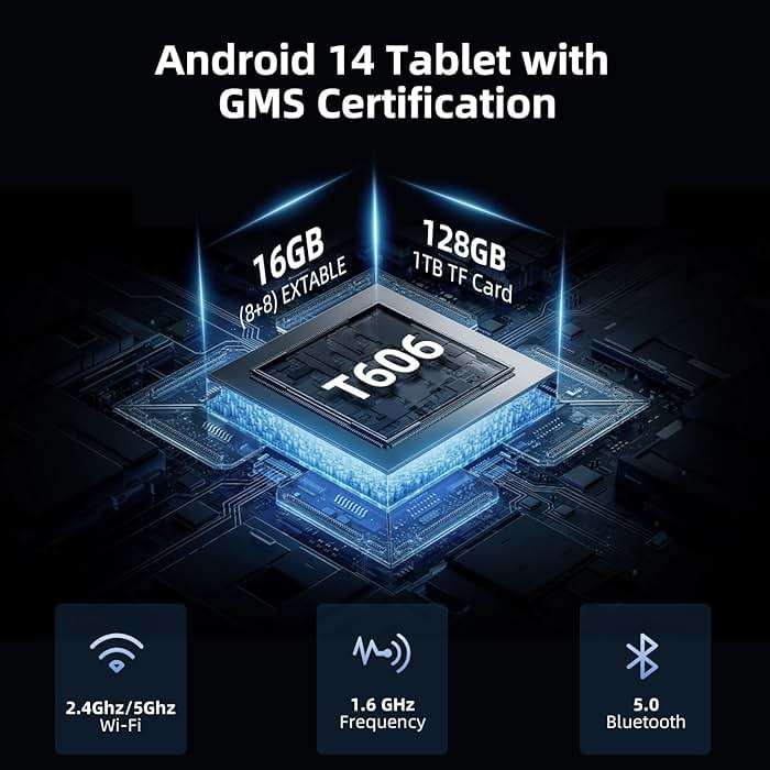 HUIHUANG Tablet 10 Inch Android 16 Tablet, 32GB RAM 128GB ROM, 1TB Expansion, T7280 Octa-Core, Tough Tablet Large Capacity Battery, Dual Camera, 5G/2.4G WiFi, Bluetooth 5.2, GPS - Black (Black) - Image 2