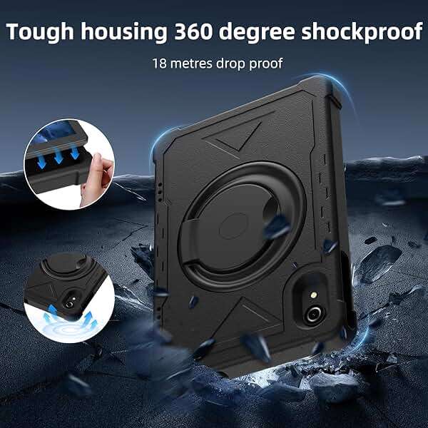 HUIHUANG Tablet 10 Inch Android 16 Tablet, 32GB RAM 128GB ROM, 1TB Expansion, T7280 Octa-Core, Tough Tablet Large Capacity Battery, Dual Camera, 5G/2.4G WiFi, Bluetooth 5.2, GPS - Black (Black) - Image 3