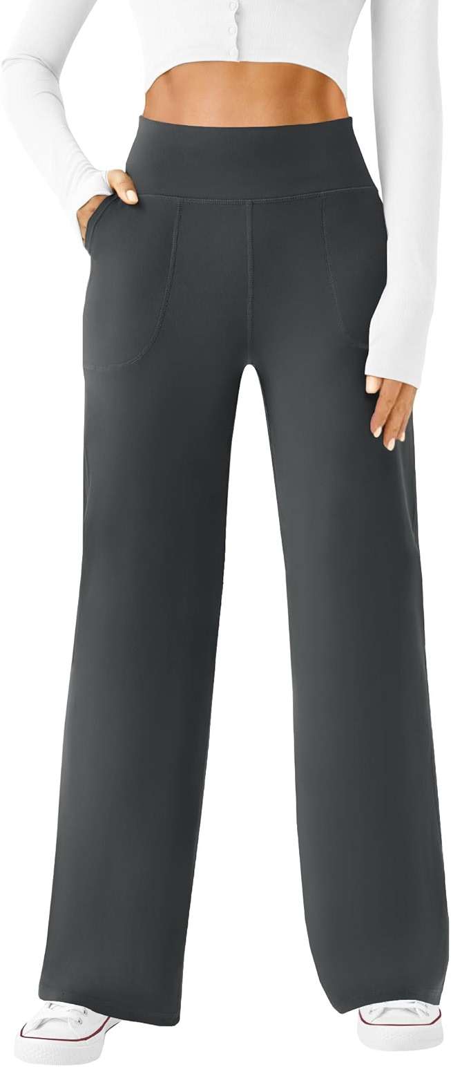 DLOODA Womens Wide Leg Yoga Pants Casual Work Dress Pants Lounge Sweatpants High Waist Comfy Loose Trousers with Pockets - Image 1