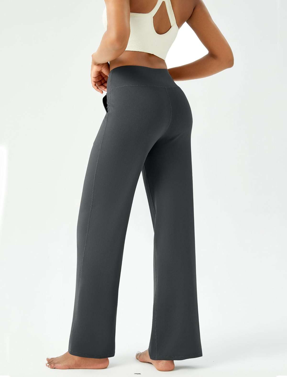 DLOODA Womens Wide Leg Yoga Pants Casual Work Dress Pants Lounge Sweatpants High Waist Comfy Loose Trousers with Pockets - Image 3