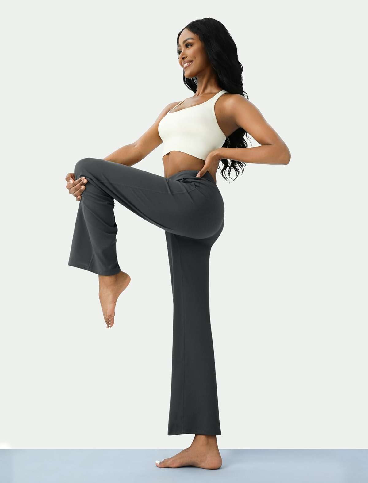 DLOODA Womens Wide Leg Yoga Pants Casual Work Dress Pants Lounge Sweatpants High Waist Comfy Loose Trousers with Pockets - Image 6
