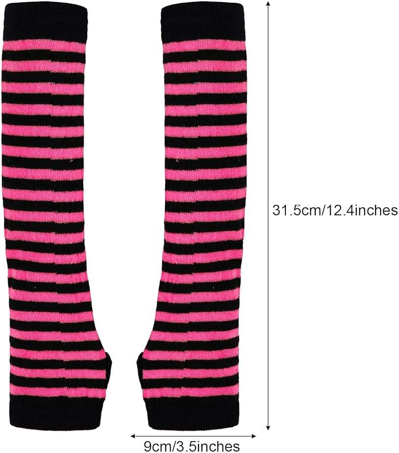 Tongcloud 6 Pairs Punk Arm Warmer Fingerless Fingerless Gloves for Women Girls Winter Arm Warmers - Image 2