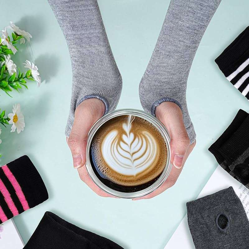 Tongcloud 6 Pairs Punk Arm Warmer Fingerless Fingerless Gloves for Women Girls Winter Arm Warmers - Image 5