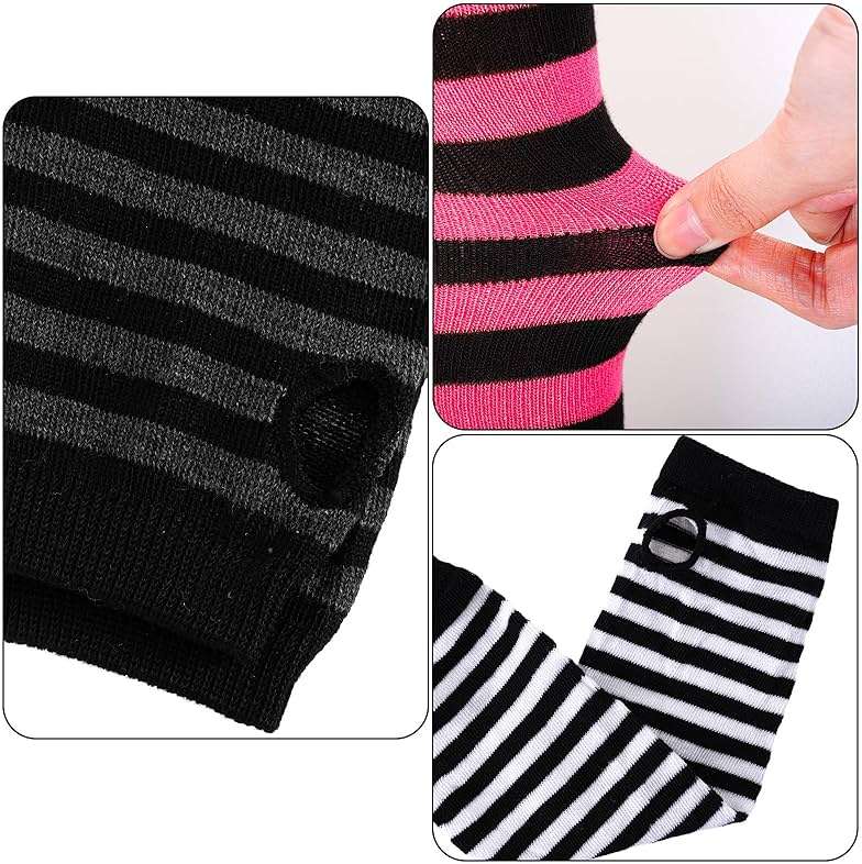 Tongcloud 6 Pairs Punk Arm Warmer Fingerless Fingerless Gloves for Women Girls Winter Arm Warmers - Image 6