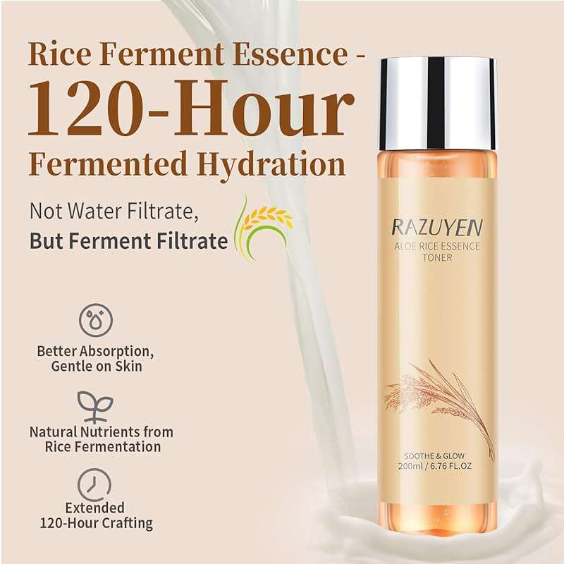 RAZUYEN Rice Toner with Aloe Leaf Water, Niacinamide and Centella Asiatica, Milky Toner for Soothing and Glowing Skin, Vegan, Alcohol and Fragrance Free - Image 3