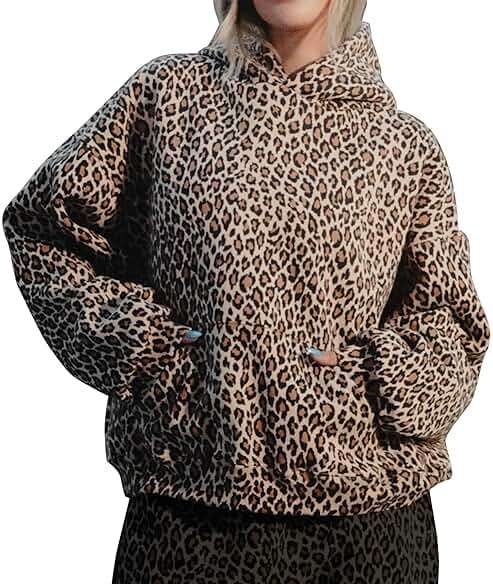 DURUNUL Leopard Print Hoodies for Women Oversized Cheetah Printed Hooded Pullover 2000s Y2K Hoodie Sweatshirt 90s Streetwear - Image 1
