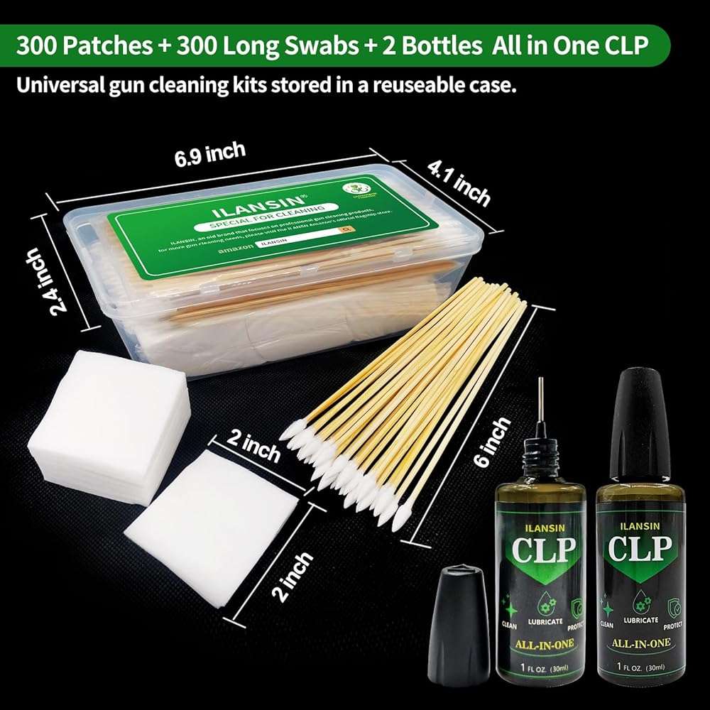 ILANSIN 1700PCS gun cleaning supplies—1500PCS Gun Cleaning Patches +200PCS Gun Cleaning swabs,2"x2"Lint Free Gun Cleaning Rags,6"Long Cotton swabs for 9mm and All Caliber of Firearms.Gun Cleaning Kit - Image 2
