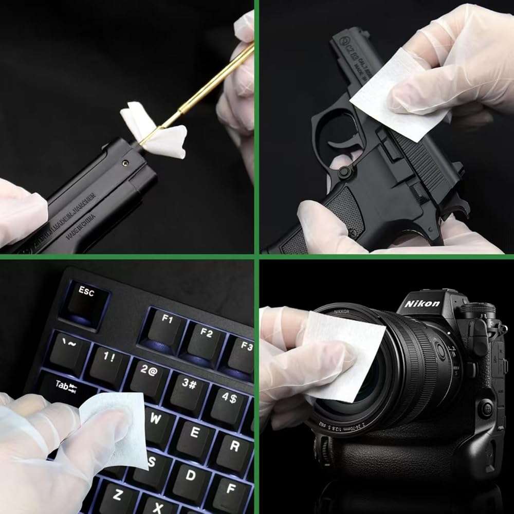 ILANSIN 1700PCS gun cleaning supplies—1500PCS Gun Cleaning Patches +200PCS Gun Cleaning swabs,2"x2"Lint Free Gun Cleaning Rags,6"Long Cotton swabs for 9mm and All Caliber of Firearms.Gun Cleaning Kit - Image 6