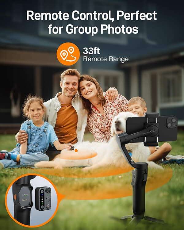 hohem iSteady X3 SE Gimbal Stabilizer for iPhone, Phone Stabilizer with Detachable Remote Control, Portable Foldable 3-Axis Phone Gimbal for Android & iPhone 16 15 Pro Max, Ideal for Travel Vlogging - Image 5