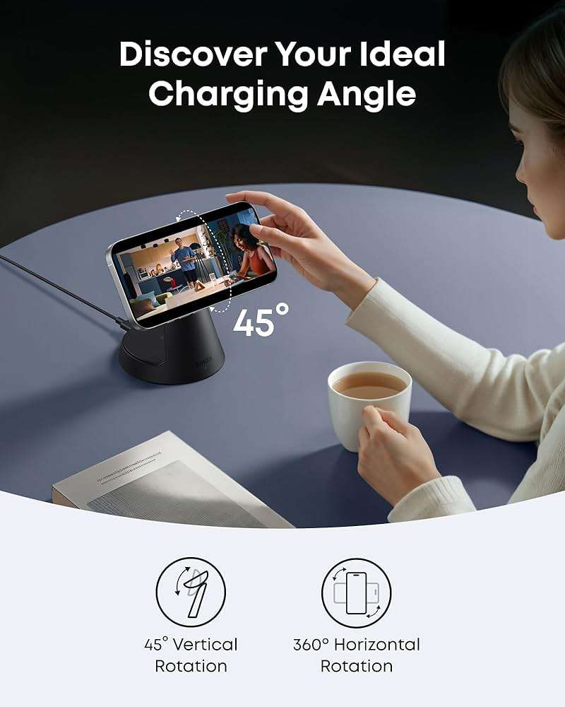 Anker MagSafe Charger Compatible, MagGo 3-in-1 Charging Station, Nano Charging Stand, Qi2 Certified 15W Magnetic Wireless Charger Dock, for iPhone 17/16/15/14, Apple Watch, AirPods (Adapter Included) - Image 6