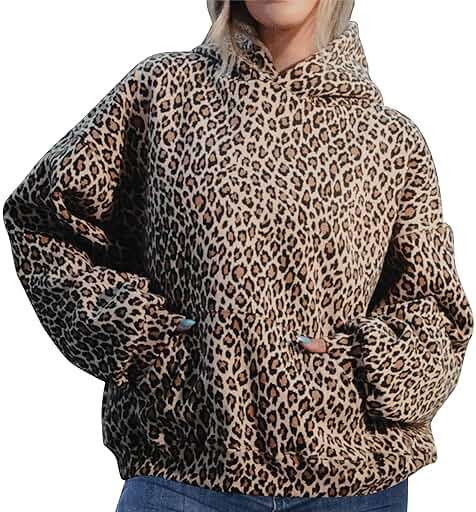 TERIVEEK Women Leopard Hoodies Oversized Cheetah Print Sweatshirt Hooded Long Sleeve 2000s Pullover Tops Y2k Graphic Hoodies - Image 1