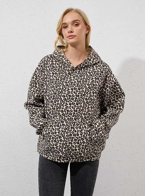 TERIVEEK Women Leopard Hoodies Oversized Cheetah Print Sweatshirt Hooded Long Sleeve 2000s Pullover Tops Y2k Graphic Hoodies - Image 4