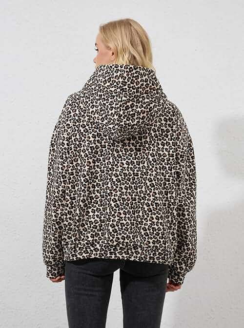 TERIVEEK Women Leopard Hoodies Oversized Cheetah Print Sweatshirt Hooded Long Sleeve 2000s Pullover Tops Y2k Graphic Hoodies - Image 6