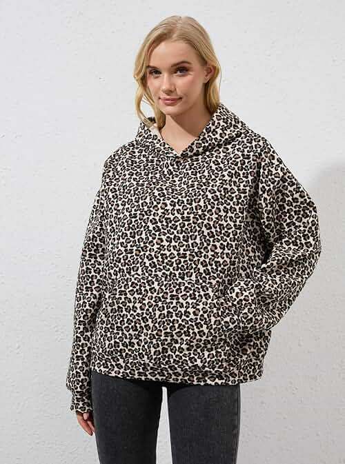 TERIVEEK Women Leopard Hoodies Oversized Cheetah Print Sweatshirt Hooded Long Sleeve 2000s Pullover Tops Y2k Graphic Hoodies - Image 7